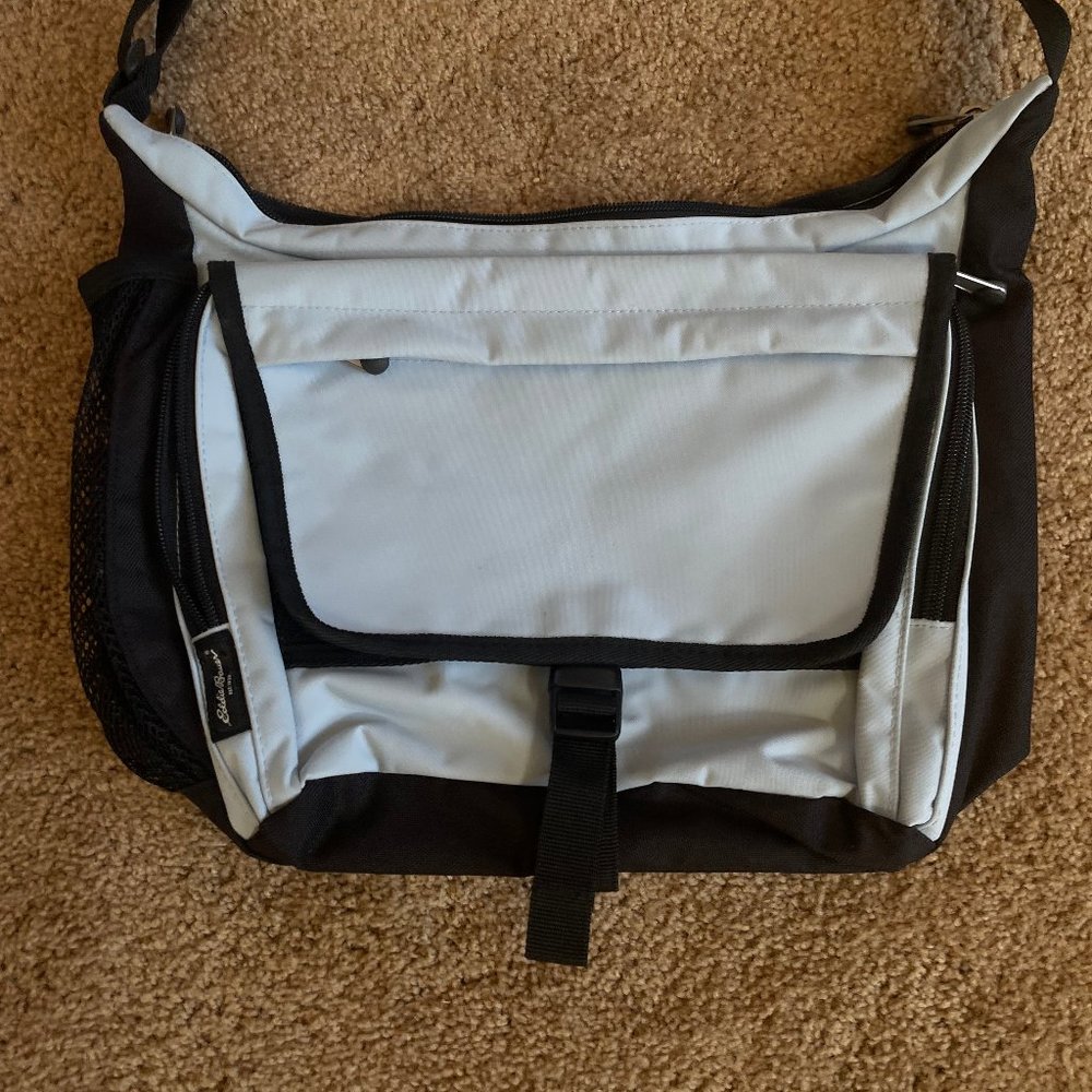 Eddie Bauer Blue Black Nylon Travel Crossbody Bag